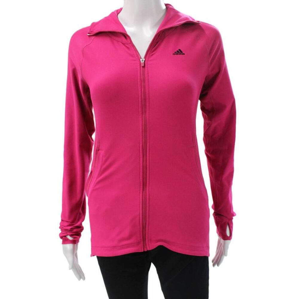 Adidas Womens Track Jacket Pink Long Sleeve Zip Size XS